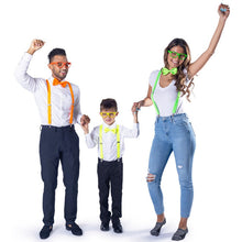 Load image into Gallery viewer, Kids Neon Suspender, Bowtie, &amp; Glasses Accessory Set
