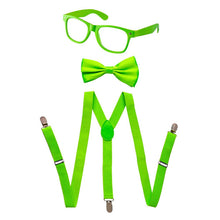 Load image into Gallery viewer, Toddlers Neon Suspender, Bowtie, &amp; Glasses Accessory Set
