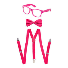 Load image into Gallery viewer, Toddlers Neon Suspender, Bowtie, &amp; Glasses Accessory Set
