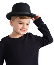 Load image into Gallery viewer, Kids Black Derby Bowler Hat
