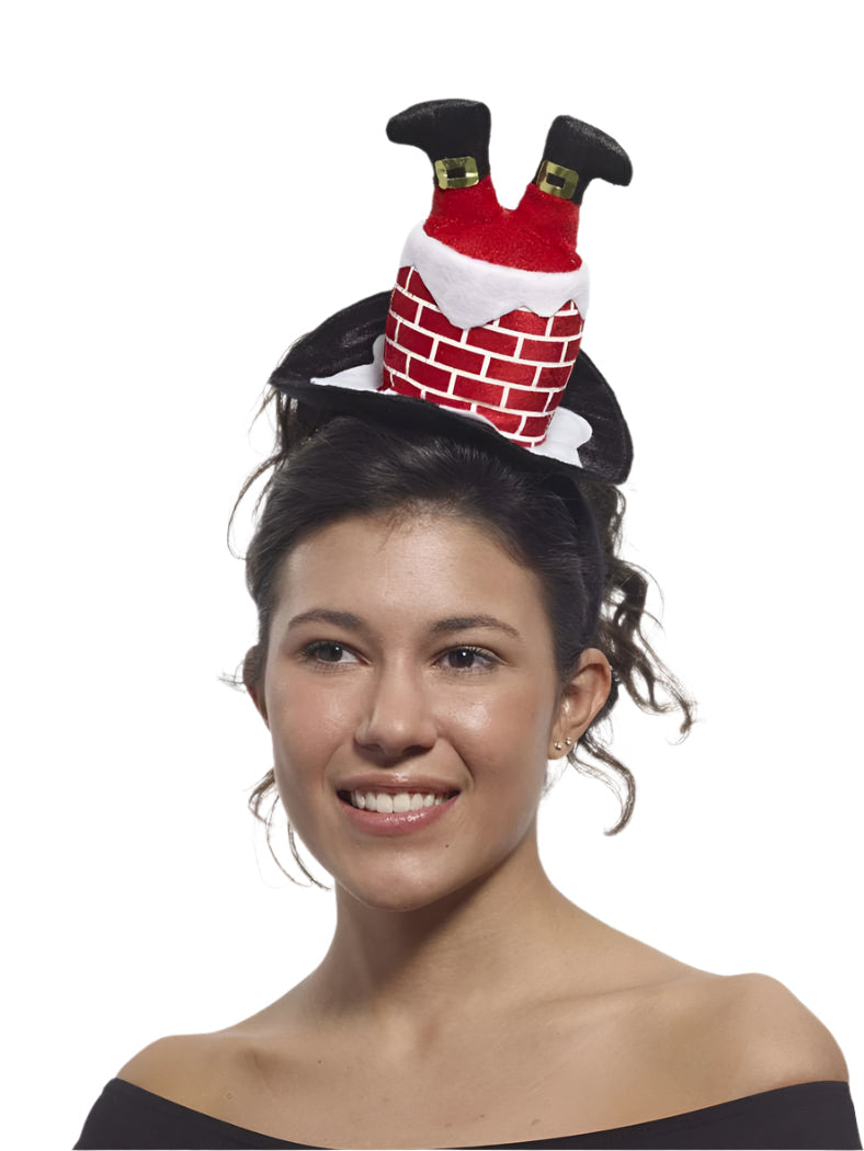 Santa Stuck in Chimney Mini Hat Headband Costume Accessory