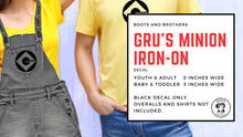 Load image into Gallery viewer, Gru&#39;s Minion Overall Logo Vinyl Iron-on Decal
