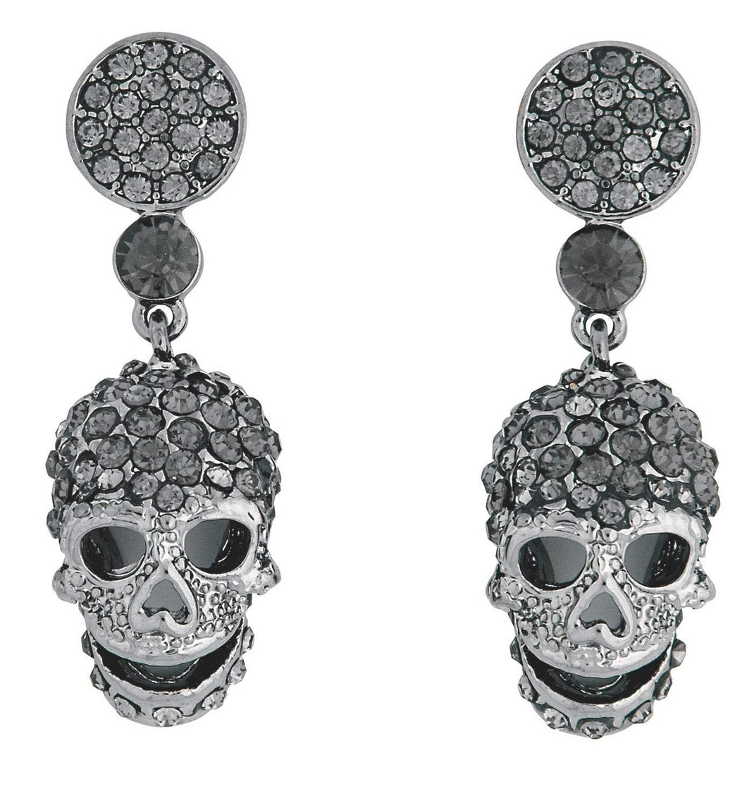 Wicked Gems Grey Skull Earrings Costume Jewelry Accessory