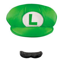 Load image into Gallery viewer, Adults Nintendo Luigi Costume Hat &amp; Mustache
