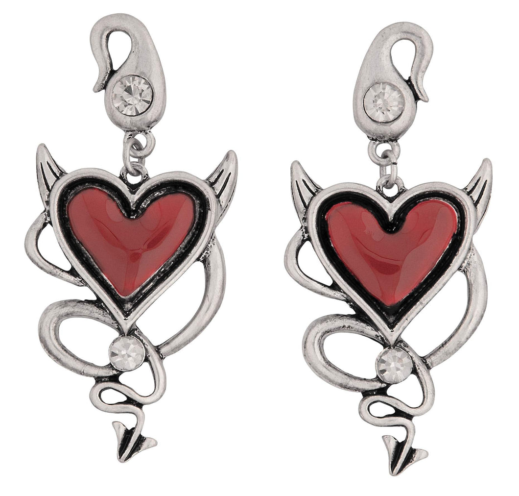 Wicked Gems Devil Heart Earrings Costume Jewelry Accessory