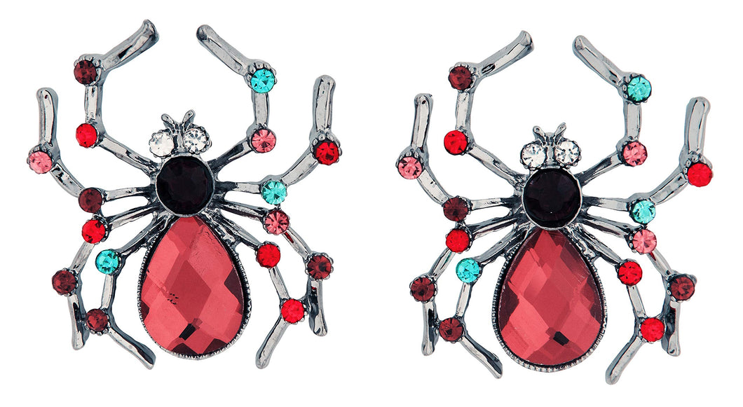 Wicked Gems Jeweled Spider Earrings Costume Jewelry Accessory