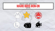 Load image into Gallery viewer, Nintendo Super Mario Bros Iron-on Decals (Mario, Luigi, Bowser, Da-bomb, Star, and Bullet Bill)
