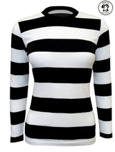 Load image into Gallery viewer, Womens Black &amp; White Striped T-Shirt Costume
