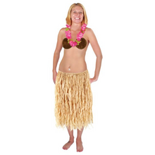 Load image into Gallery viewer, Adults Natural Tan Raffia Long Hula Skirt
